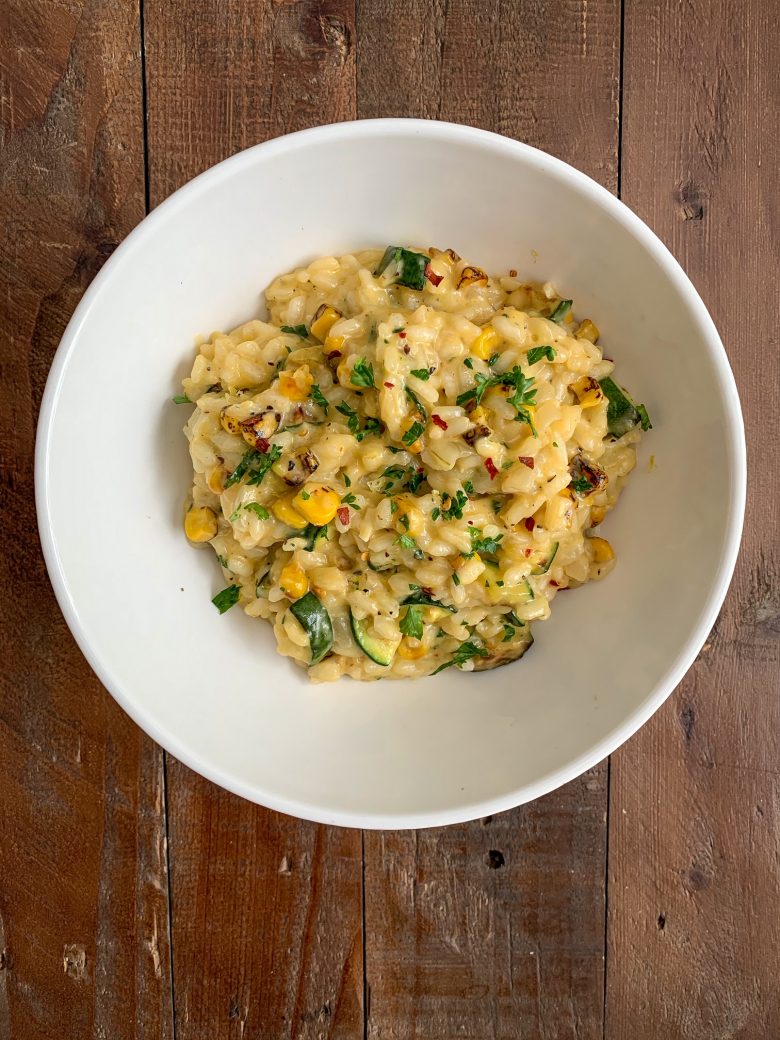 Roasted Corn and Zucchini Risotto - The Slimmer Kitchen