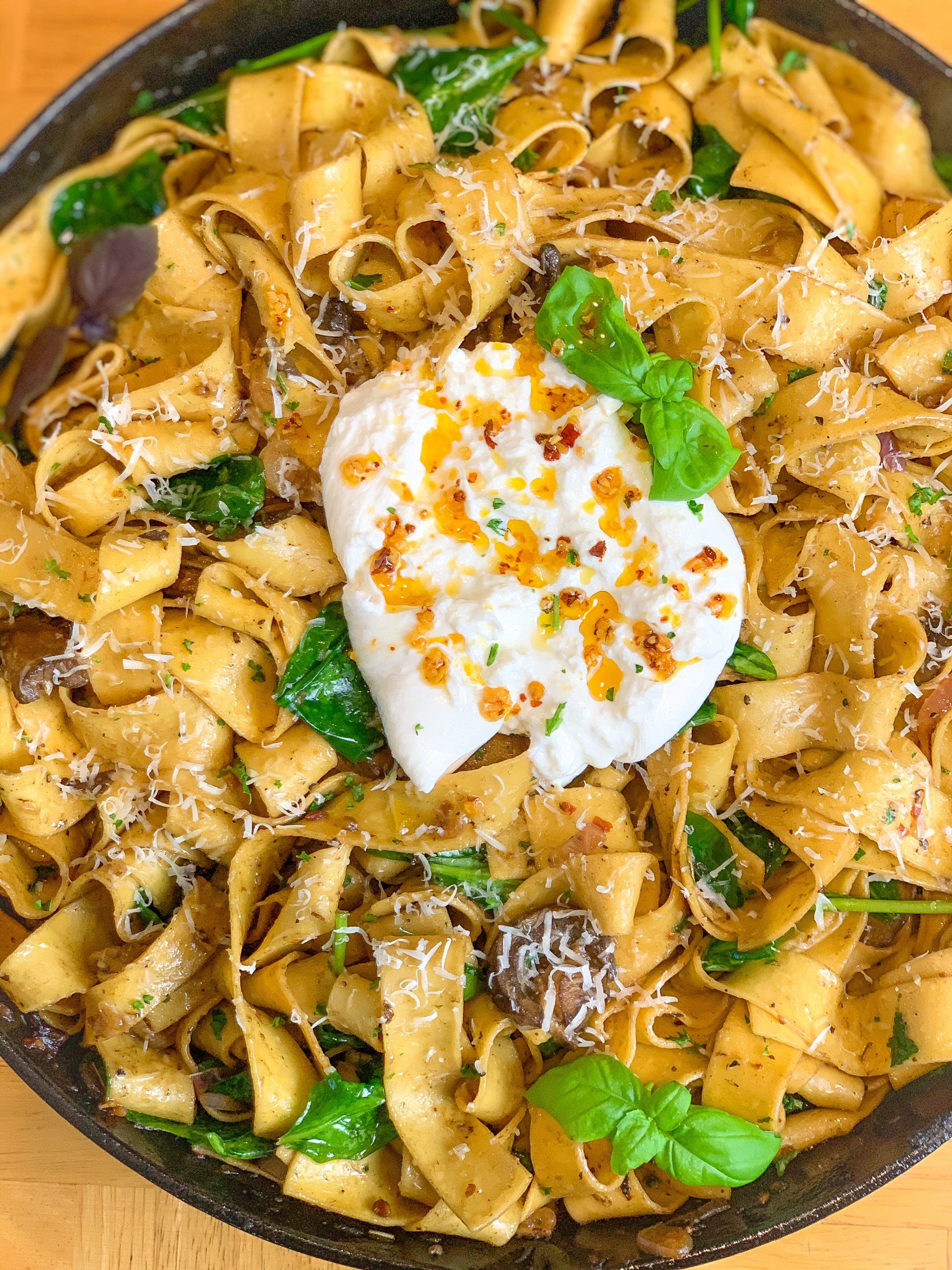 Pappardelle with Black Garlic and Burrata - The Slimmer Kitchen