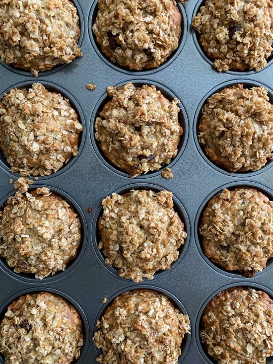 Banana Apple Chocolate Chip Oat Muffins - The Slimmer Kitchen