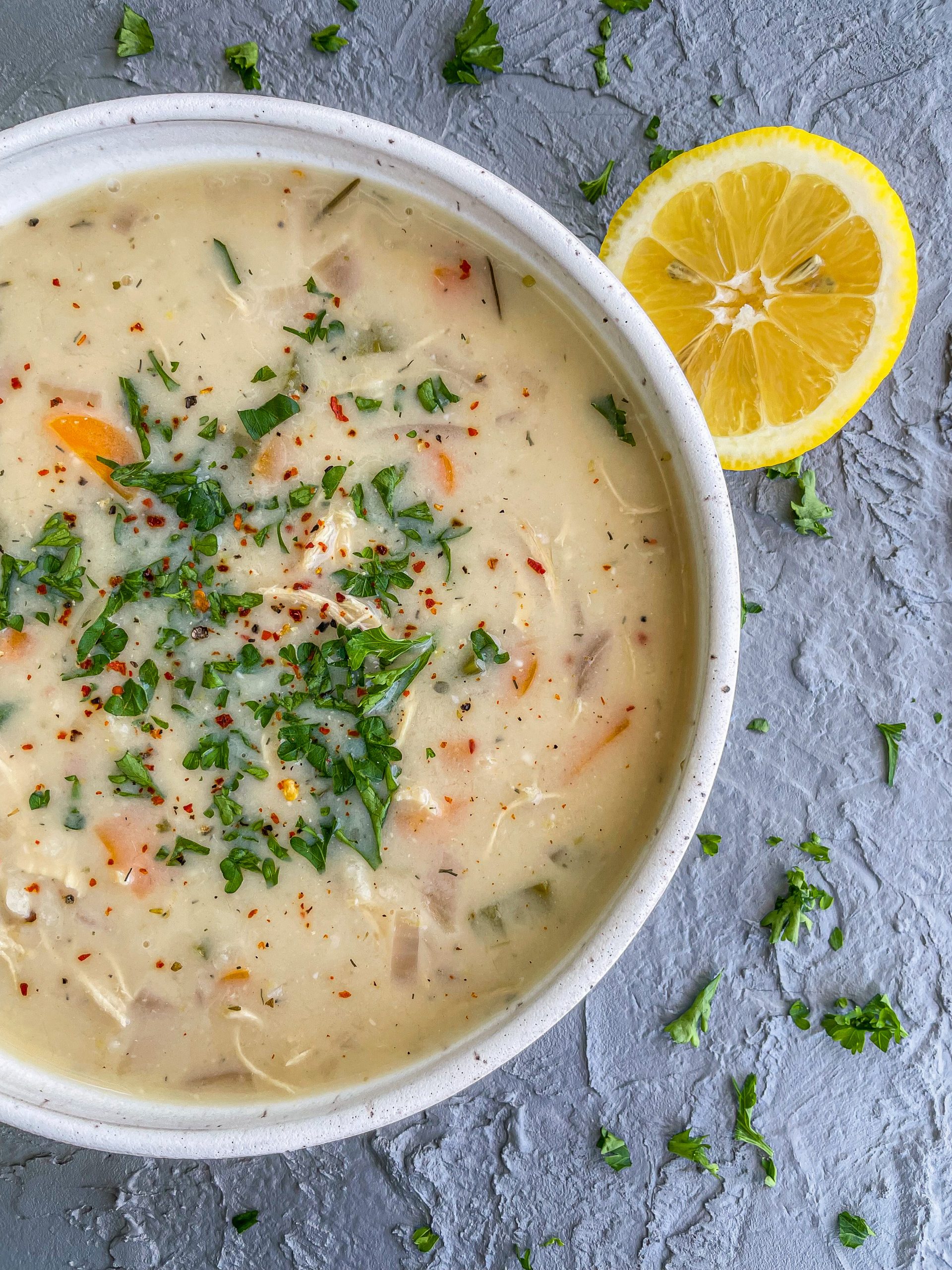 Instant Pot Greek Lemon Rice Soup (Avgolemono) - The Slimmer Kitchen